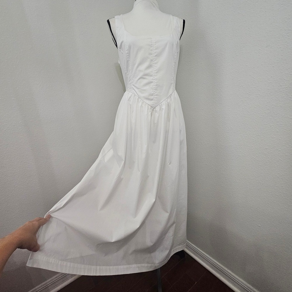 Ellen Tracy White Cotton Summer Dress sz M Coastal Romantic Resort Milkmaid NWT